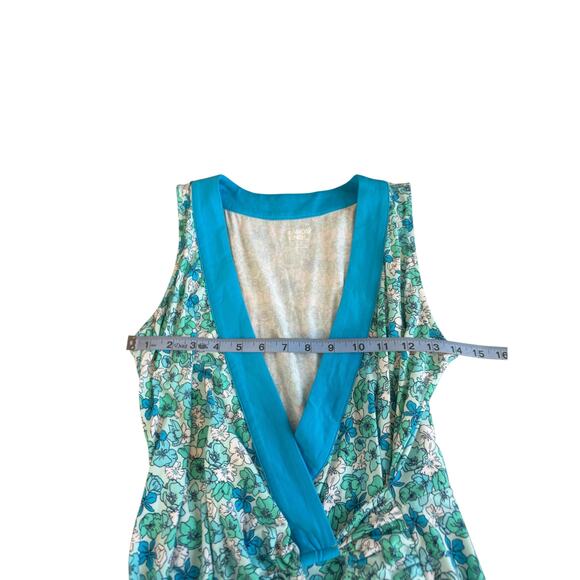 Land's End Maxi Dress Blue Floral Print Soft V-Neck Faux Wrap Cottagecore Small‎ - Picture 10 of 11